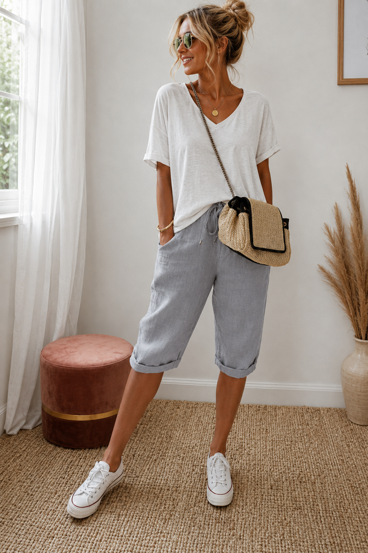 Janet | Linen Full Shorts