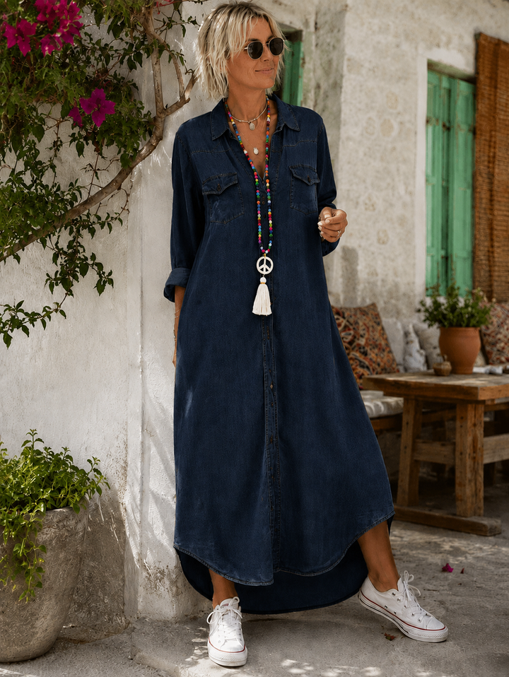 Delana | Denim Button Down Dress