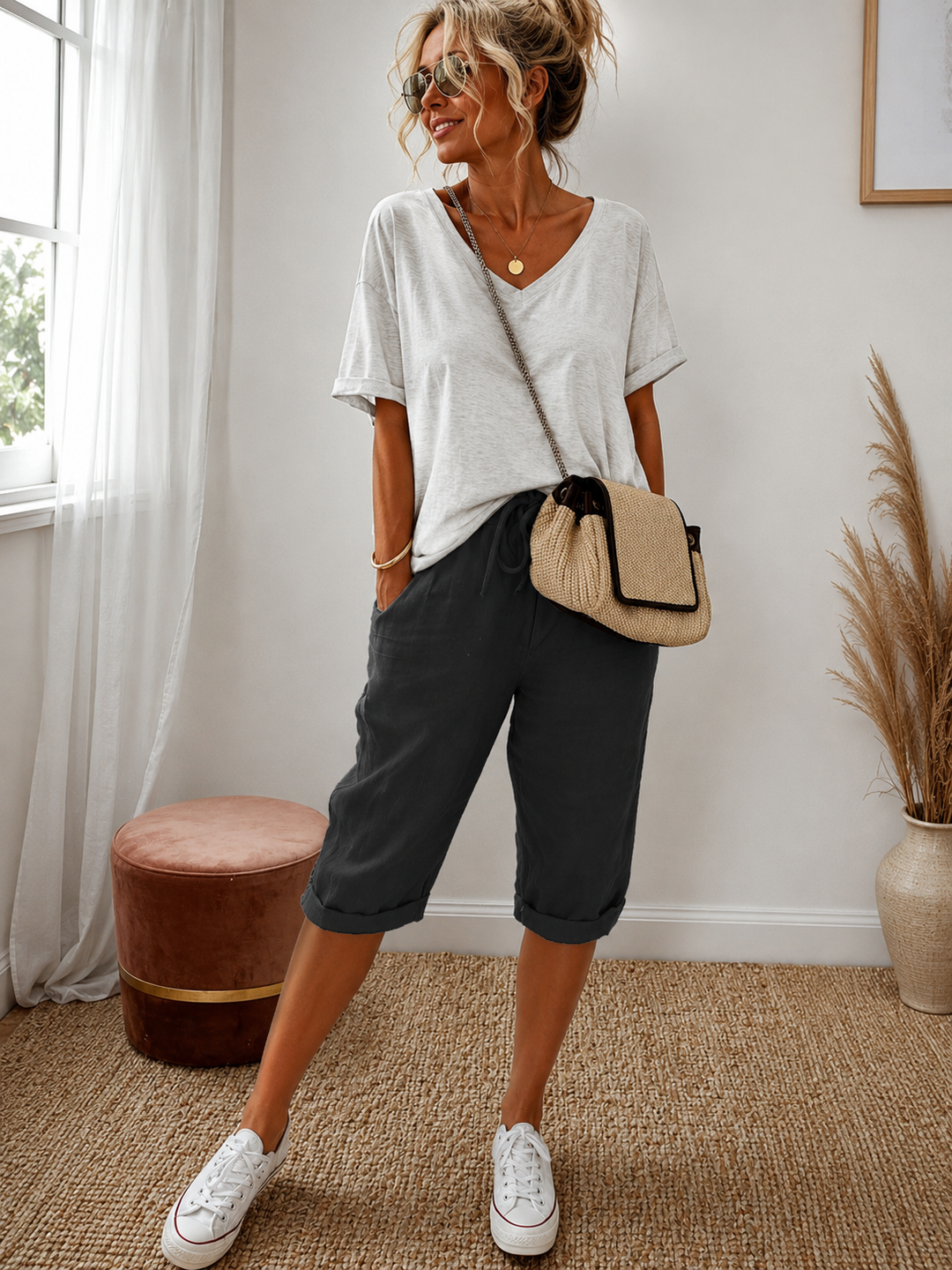Janet | Linen Full Shorts