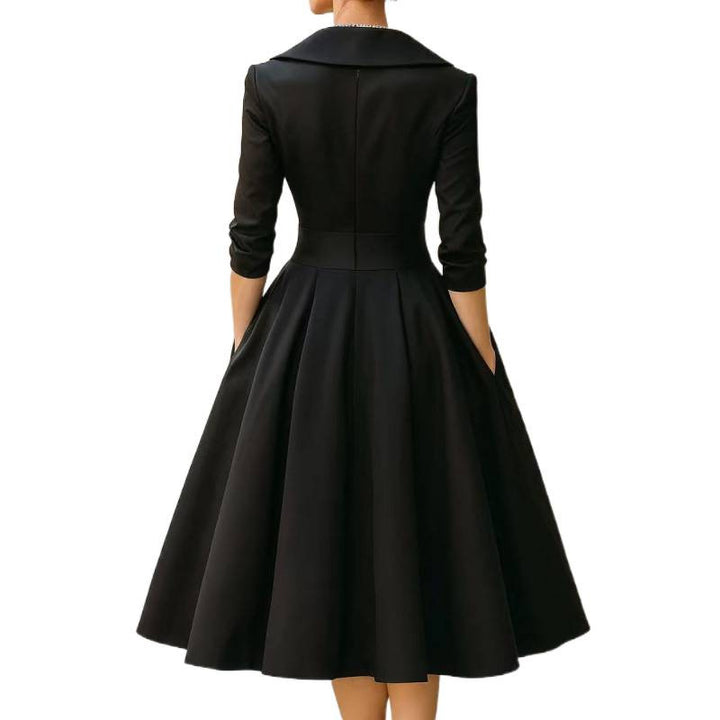 Vinty | Satin Midi Dress Draped Collar