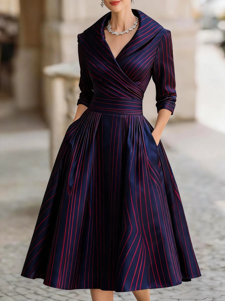 Vinty | Satin Midi Dress Draped Collar