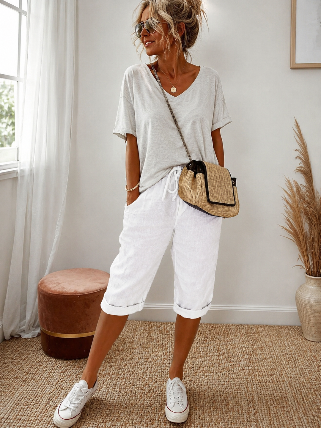 Janet | Linen Full Shorts