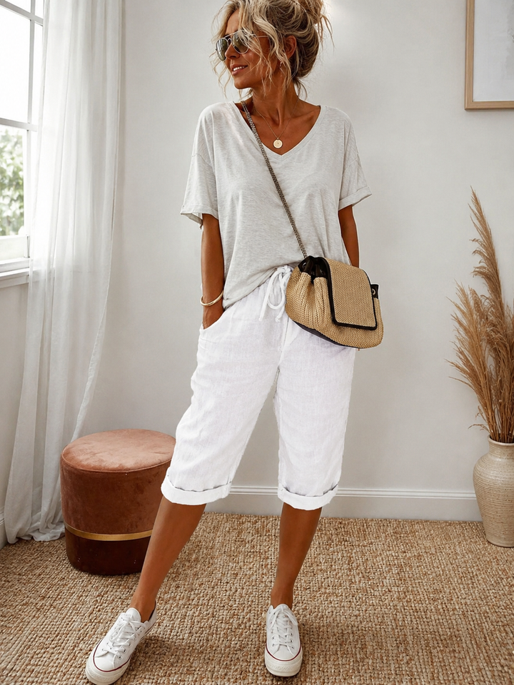 Janet | Linen Full Shorts