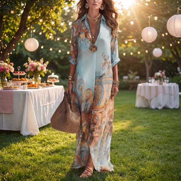 Baroque Elegant Flowing Summer Dress