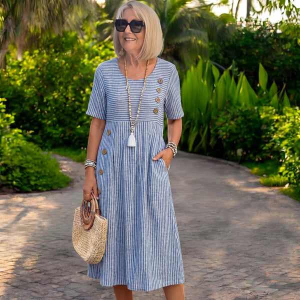 Sophia™ | Casual Striped Midi Dress with Pockets