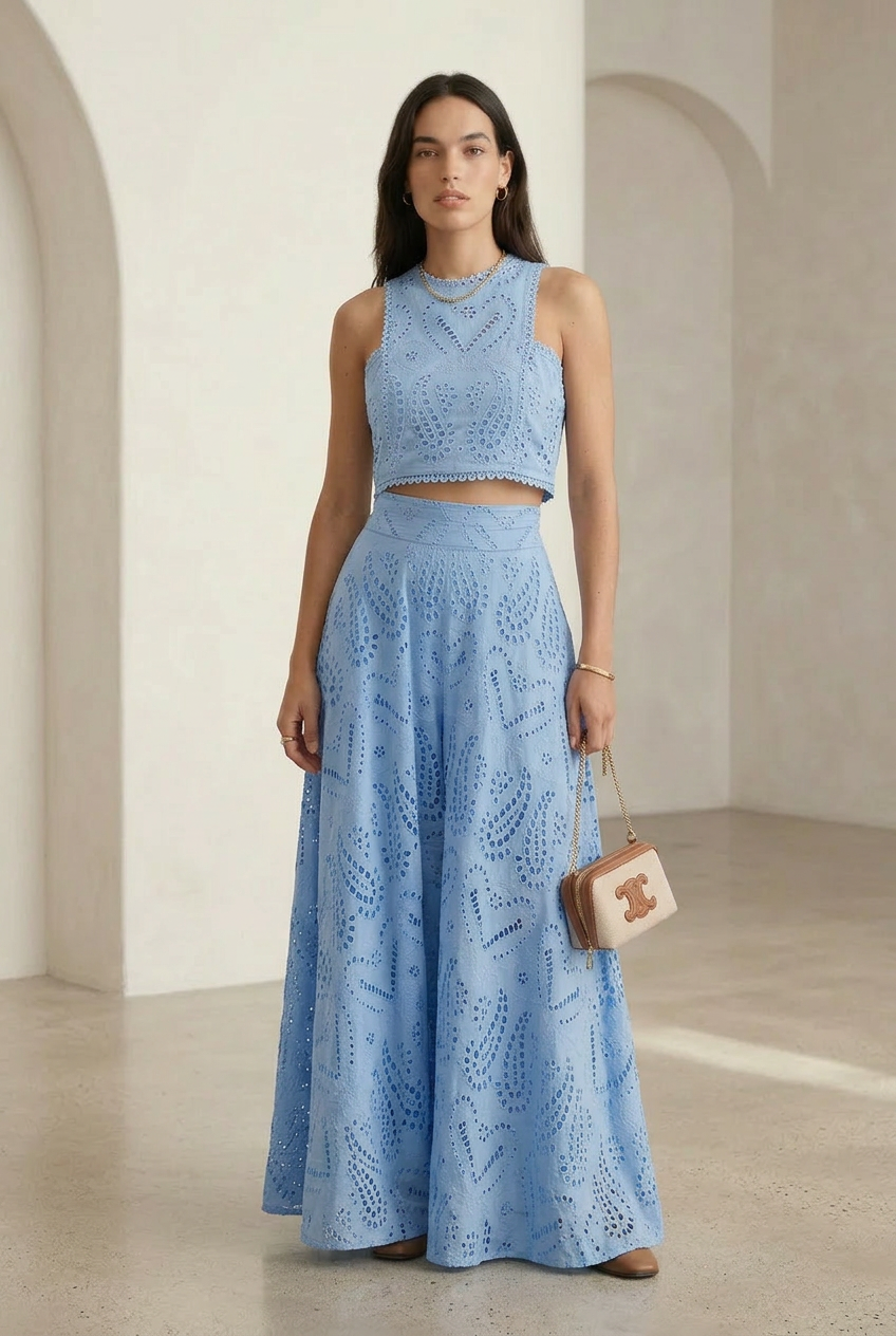Larissa | Embroidered Maxi Skirt Set
