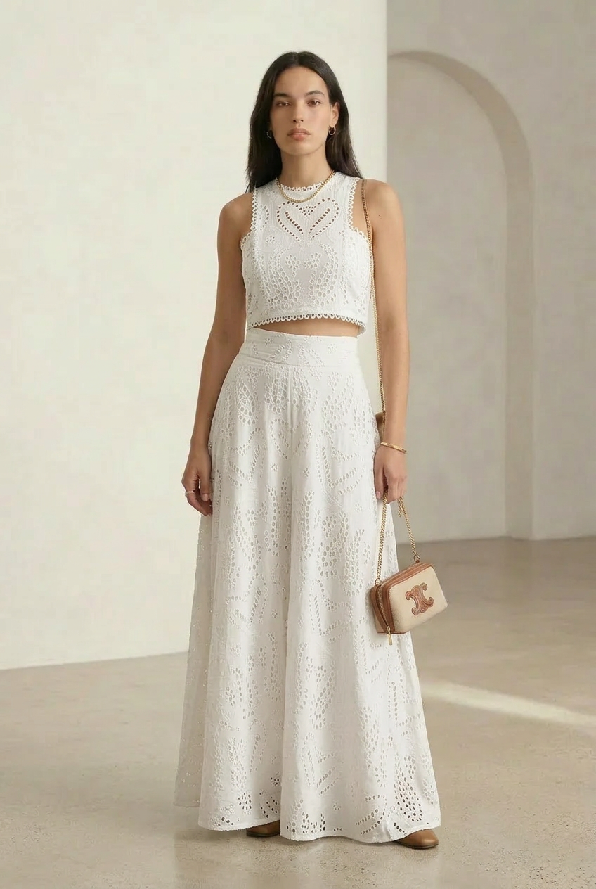 Larissa | Embroidered Maxi Skirt Set