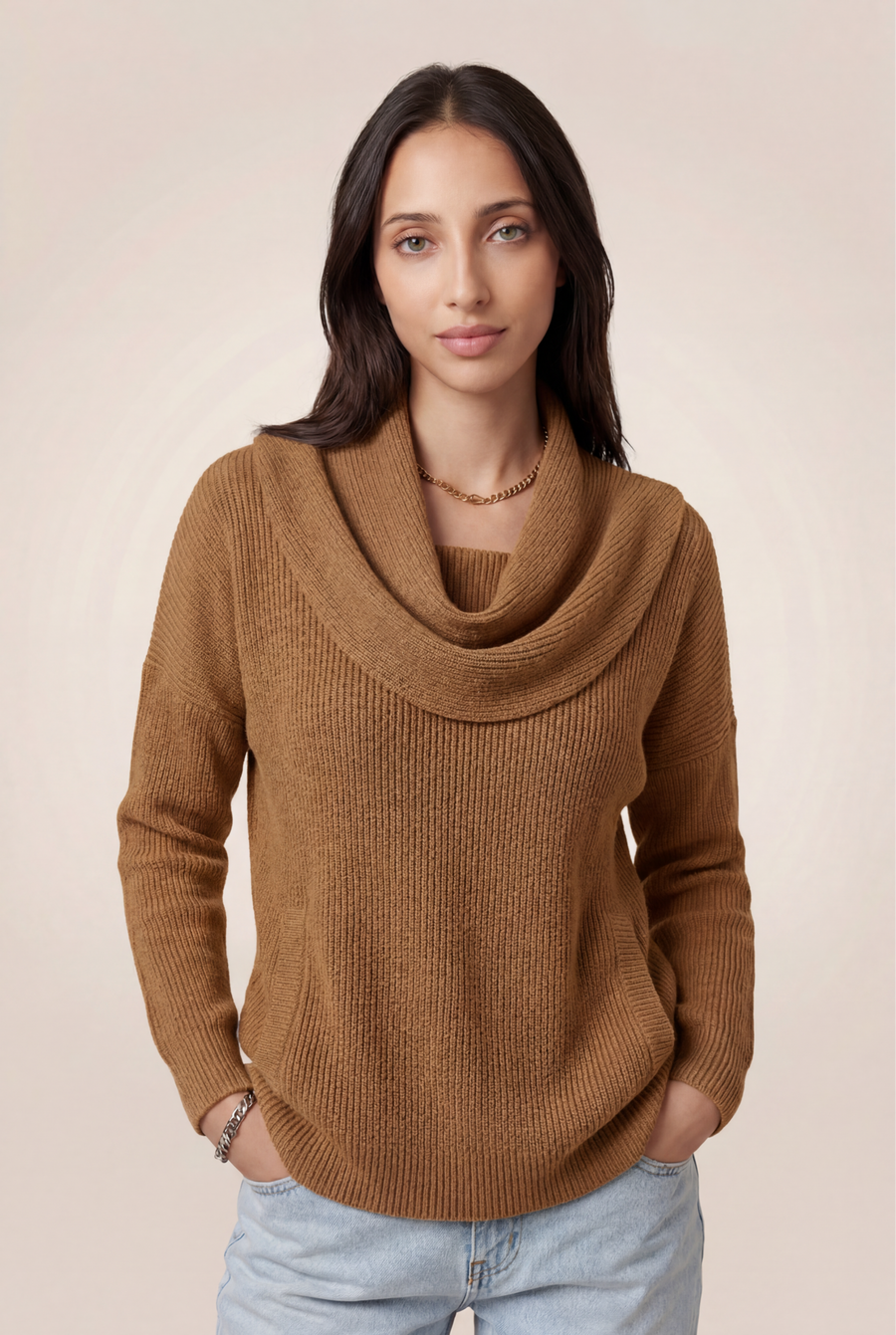 Calira | Draped Cowl Neck Sweater