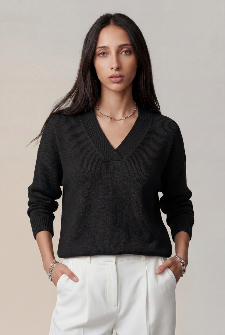Gropia| Wrap Collar Knit Sweater