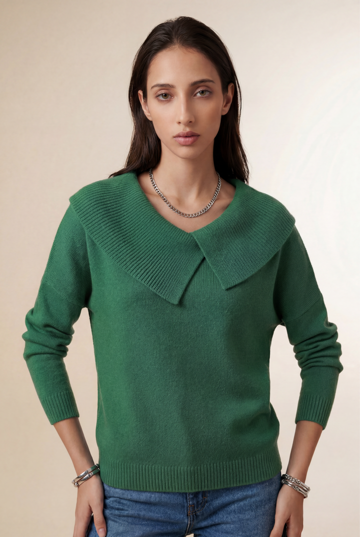 Valenna | Wrap Collar Knit Sweater