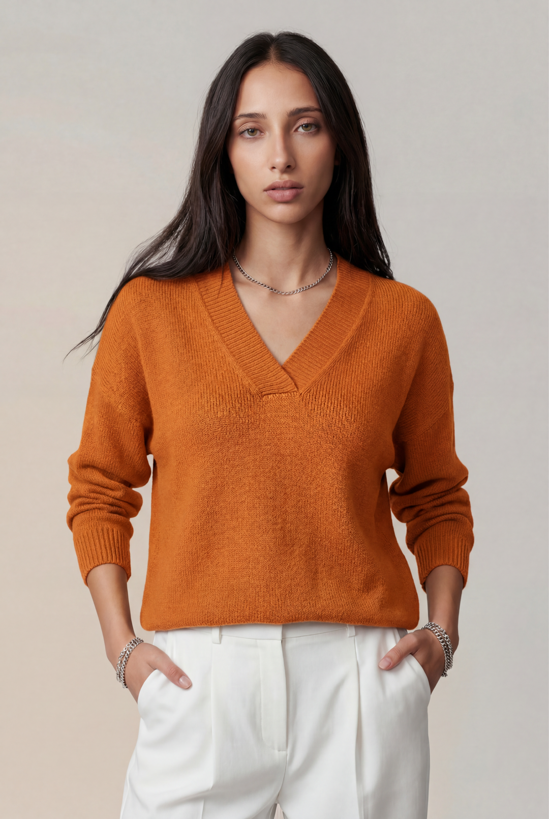 Gropia| Wrap Collar Knit Sweater