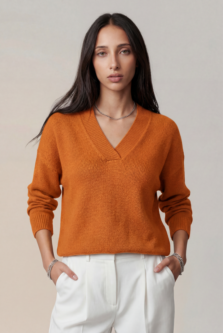 Gropia| Wrap Collar Knit Sweater