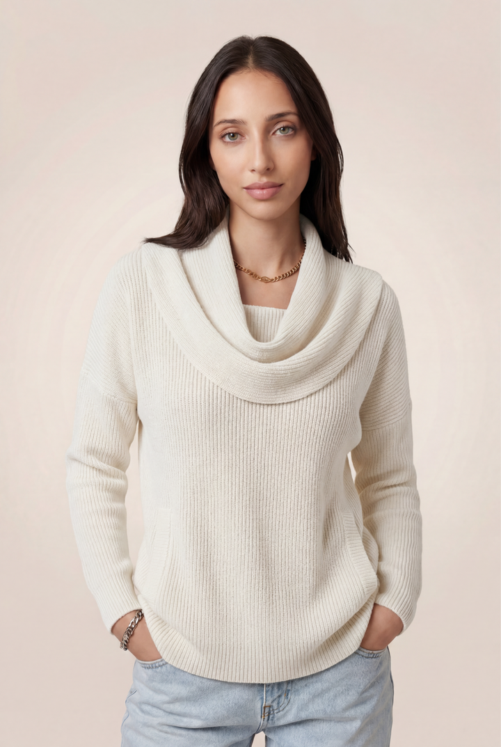 Calira | Draped Cowl Neck Sweater
