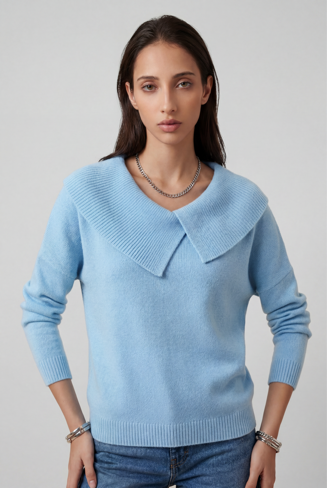 Valenna | Wrap Collar Knit Sweater