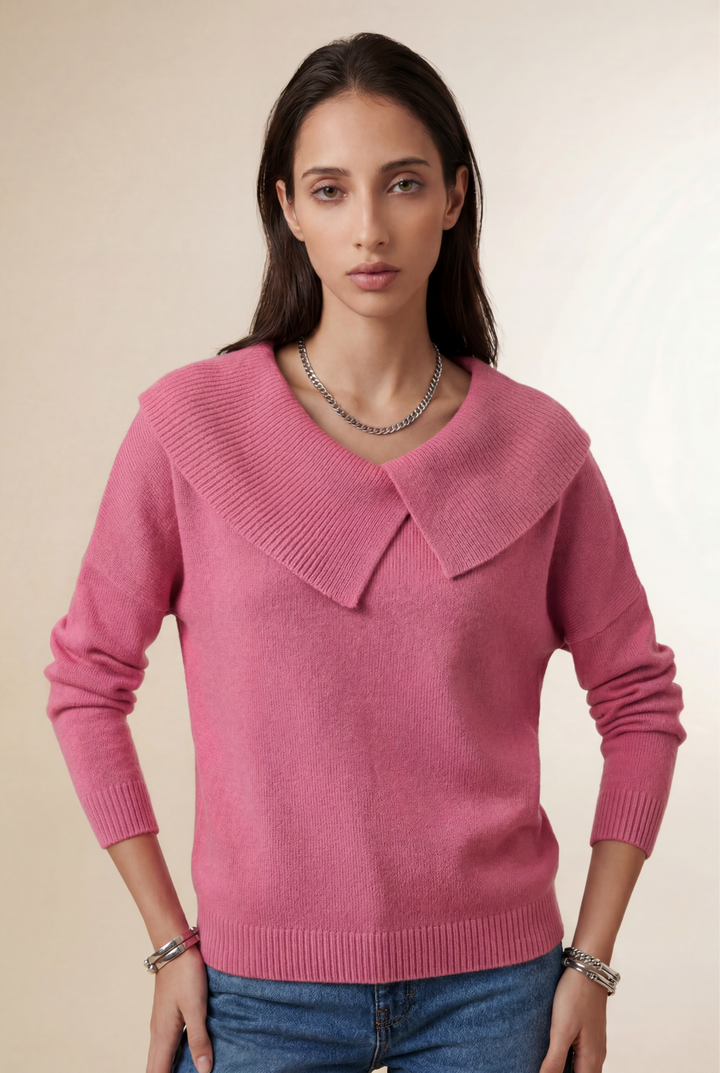 Valenna | Wrap Collar Knit Sweater