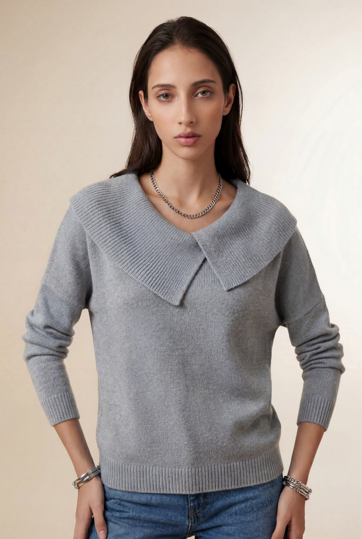 Valenna | Wrap Collar Knit Sweater