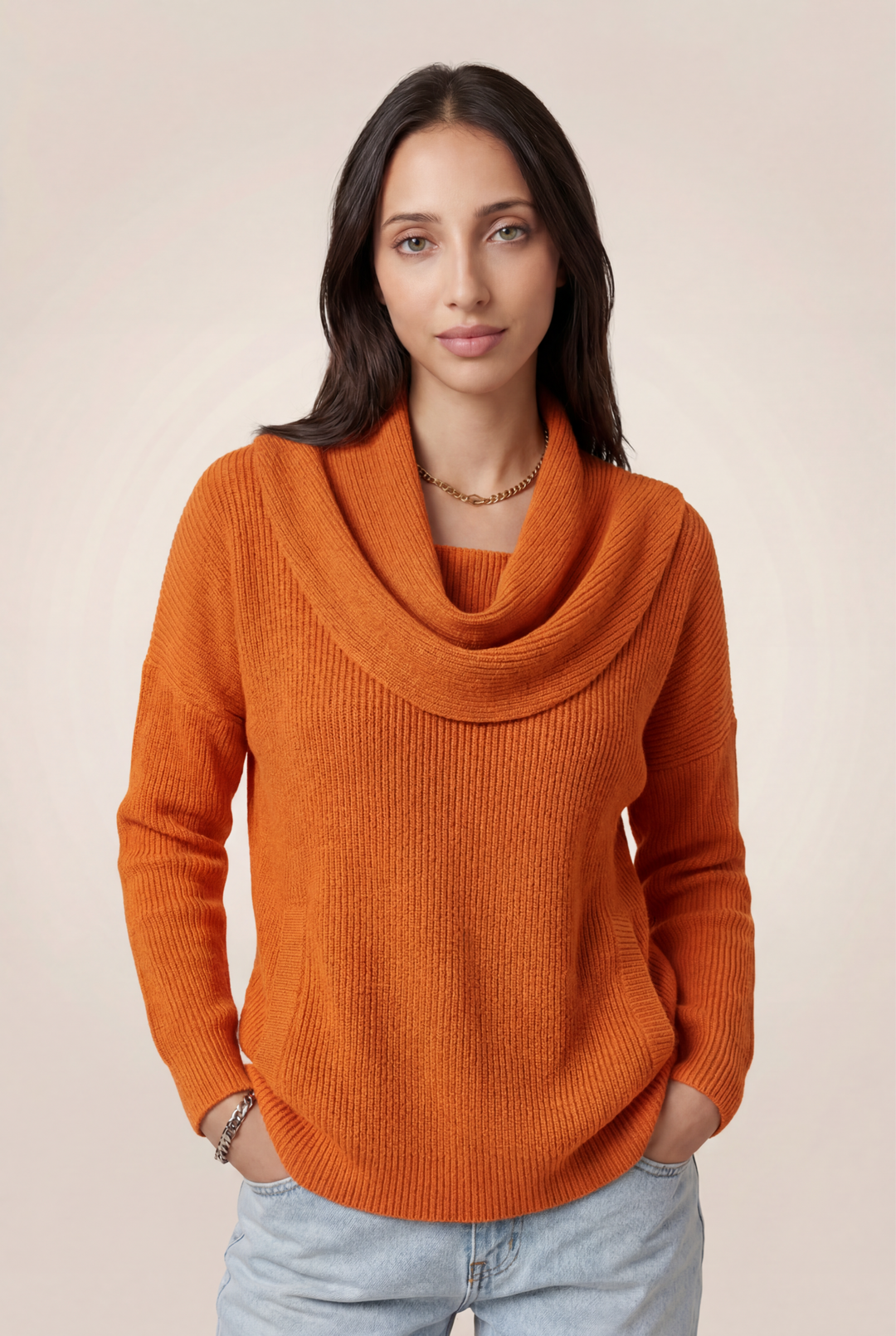 Calira | Draped Cowl Neck Sweater