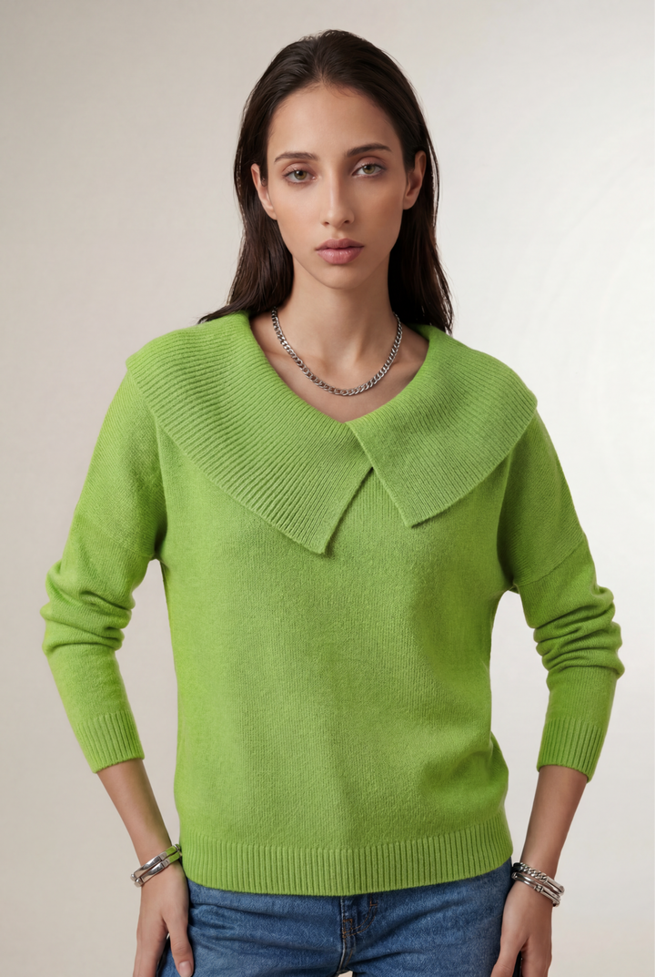 Valenna | Wrap Collar Knit Sweater