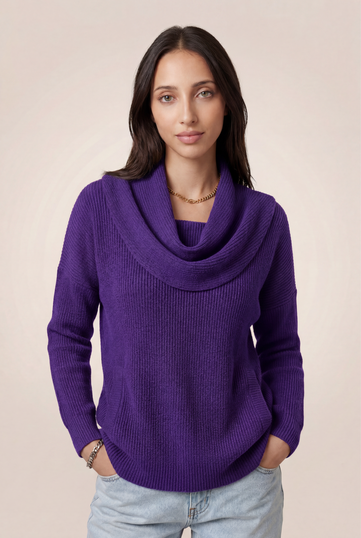 Calira | Draped Cowl Neck Sweater
