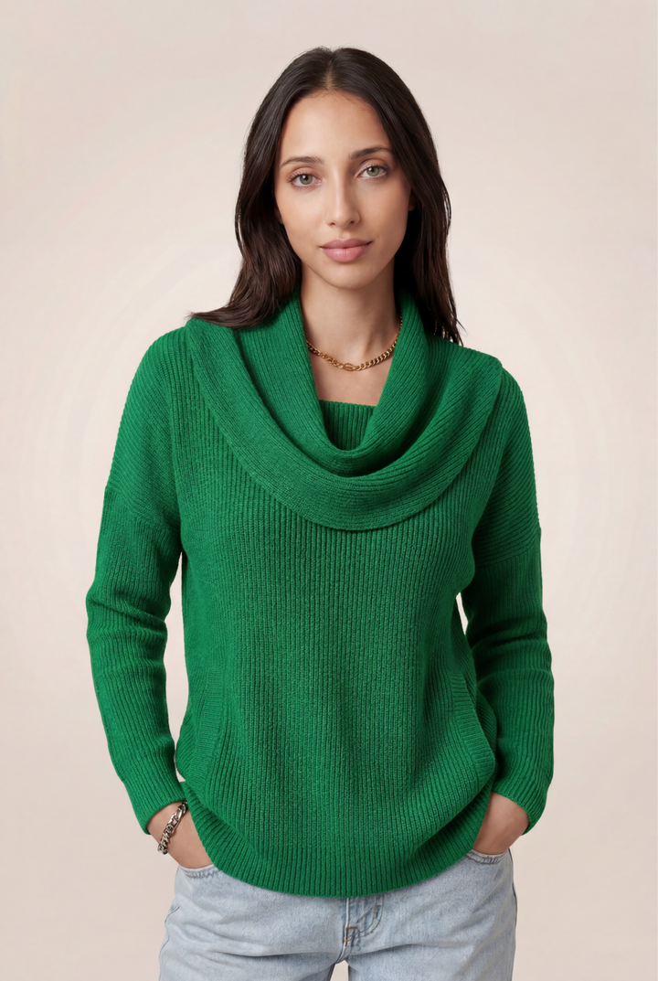 Calira | Draped Cowl Neck Sweater