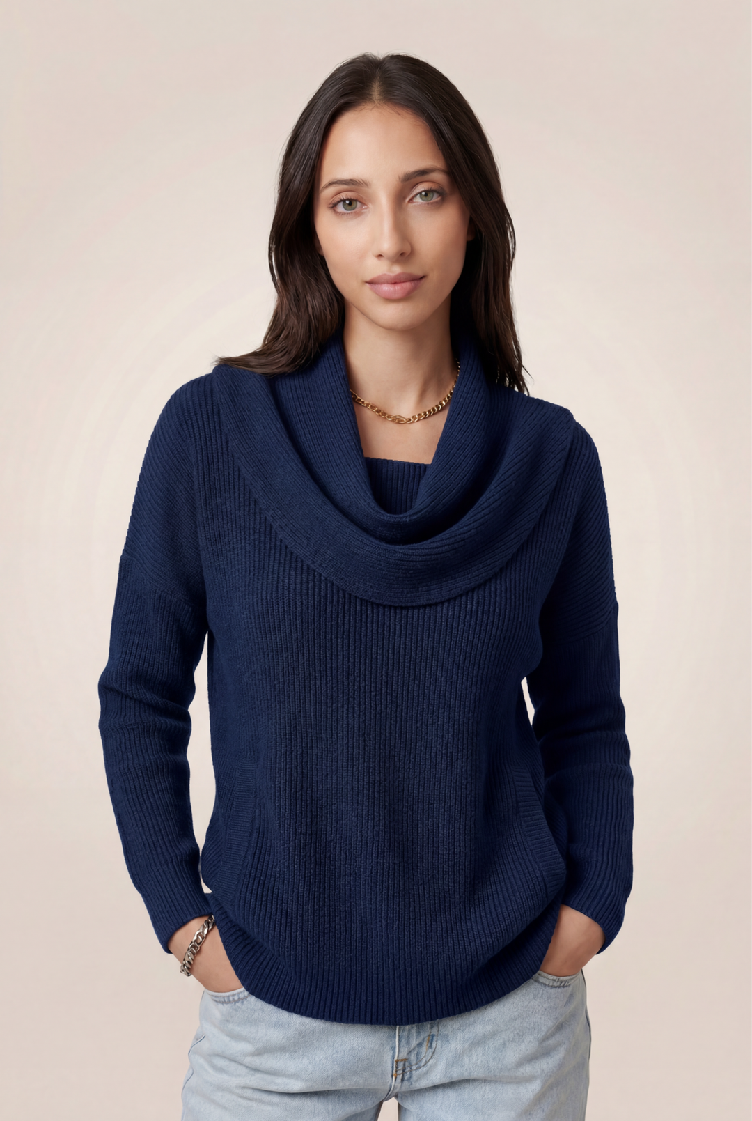 Calira | Draped Cowl Neck Sweater
