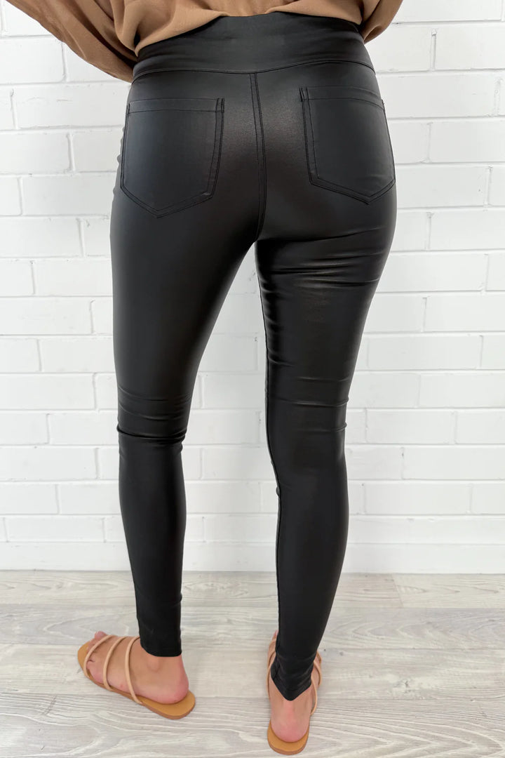 Kym™ | High-Waisted Faux Leather Stretch Leggings