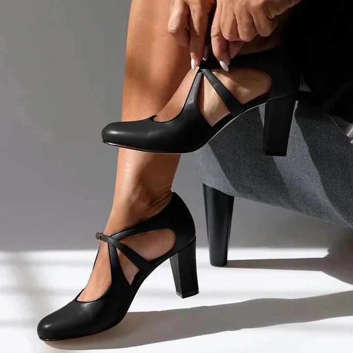 Camille | Elegant Leather Comfort Heels