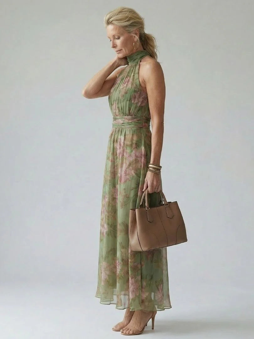 Mirelle | Gathered Halter Midi Dress