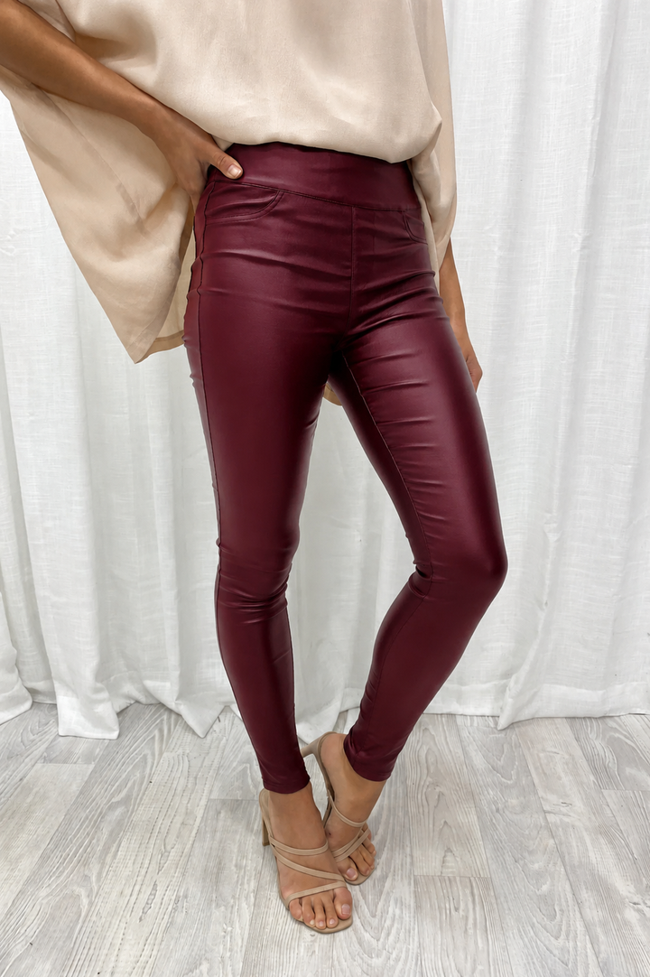 Kym™ | High-Waisted Faux Leather Stretch Leggings