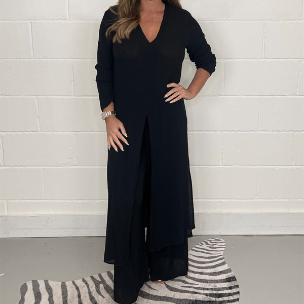 Cherly™ Comfy Two-Piece Set | Flowy Blouse and Wide-Leg Trousers