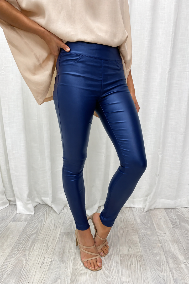 Kym™ | High-Waisted Faux Leather Stretch Leggings