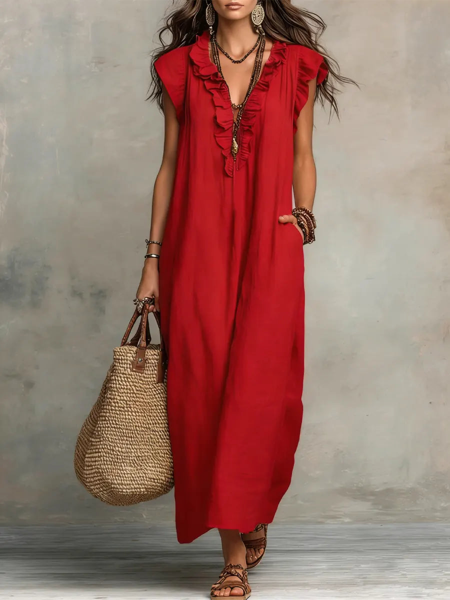 Camellia™ | Long Linen &amp; Cotton Bohemian Dress