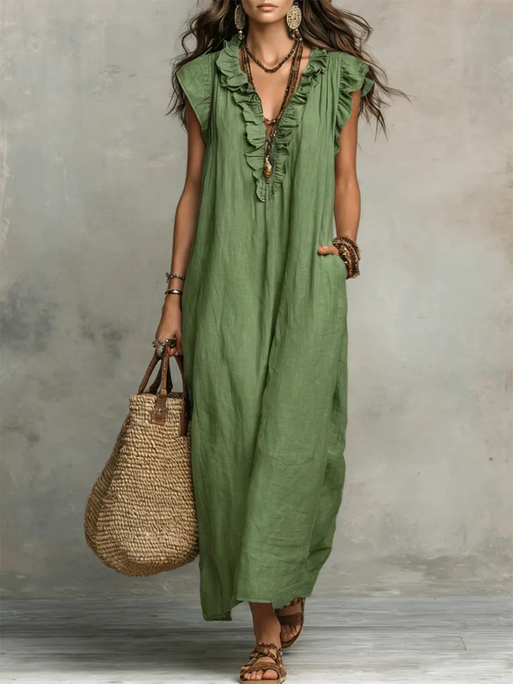 Camellia™ | Long Linen &amp; Cotton Bohemian Dress