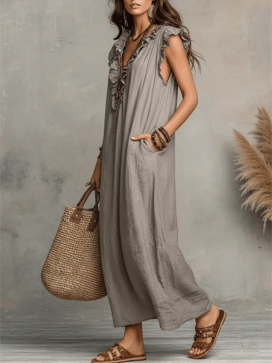 Camellia™ | Long Linen &amp; Cotton Bohemian Dress
