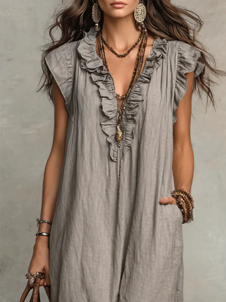 Camellia™ | Long Linen &amp; Cotton Bohemian Dress