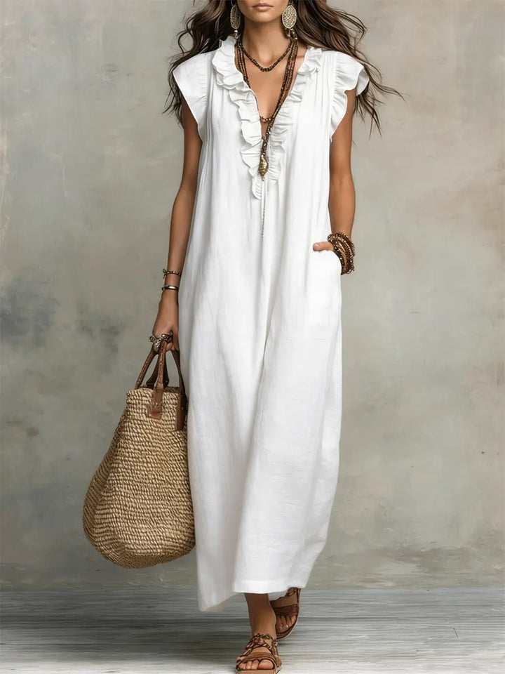 Camellia™ | Long Linen &amp; Cotton Bohemian Dress