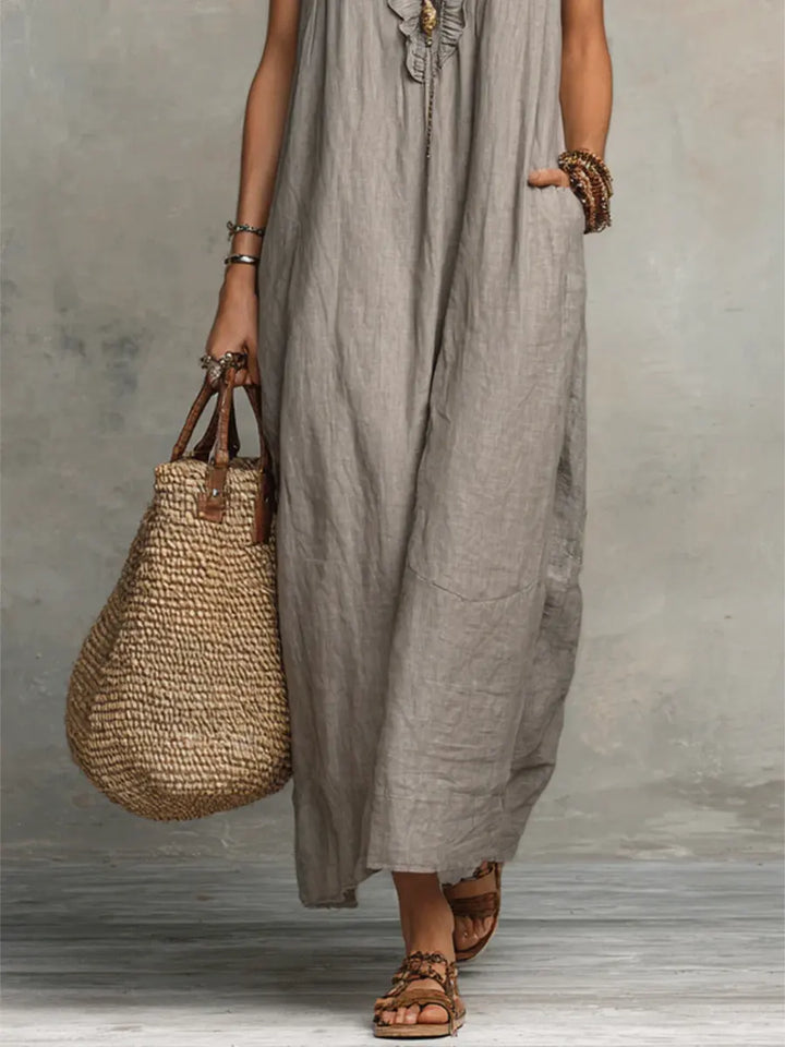 Camellia™ | Long Linen &amp; Cotton Bohemian Dress