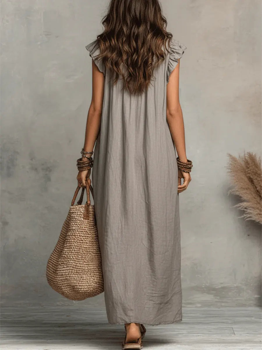 Camellia™ | Long Linen &amp; Cotton Bohemian Dress