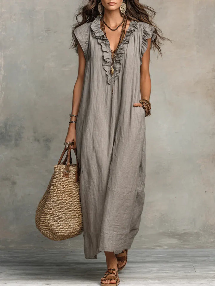 Camellia™ | Long Linen &amp; Cotton Bohemian Dress